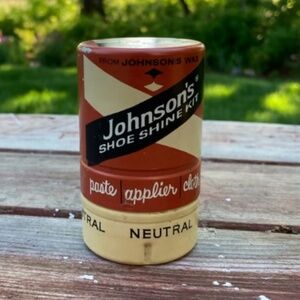 Vintage metal shoe wax container